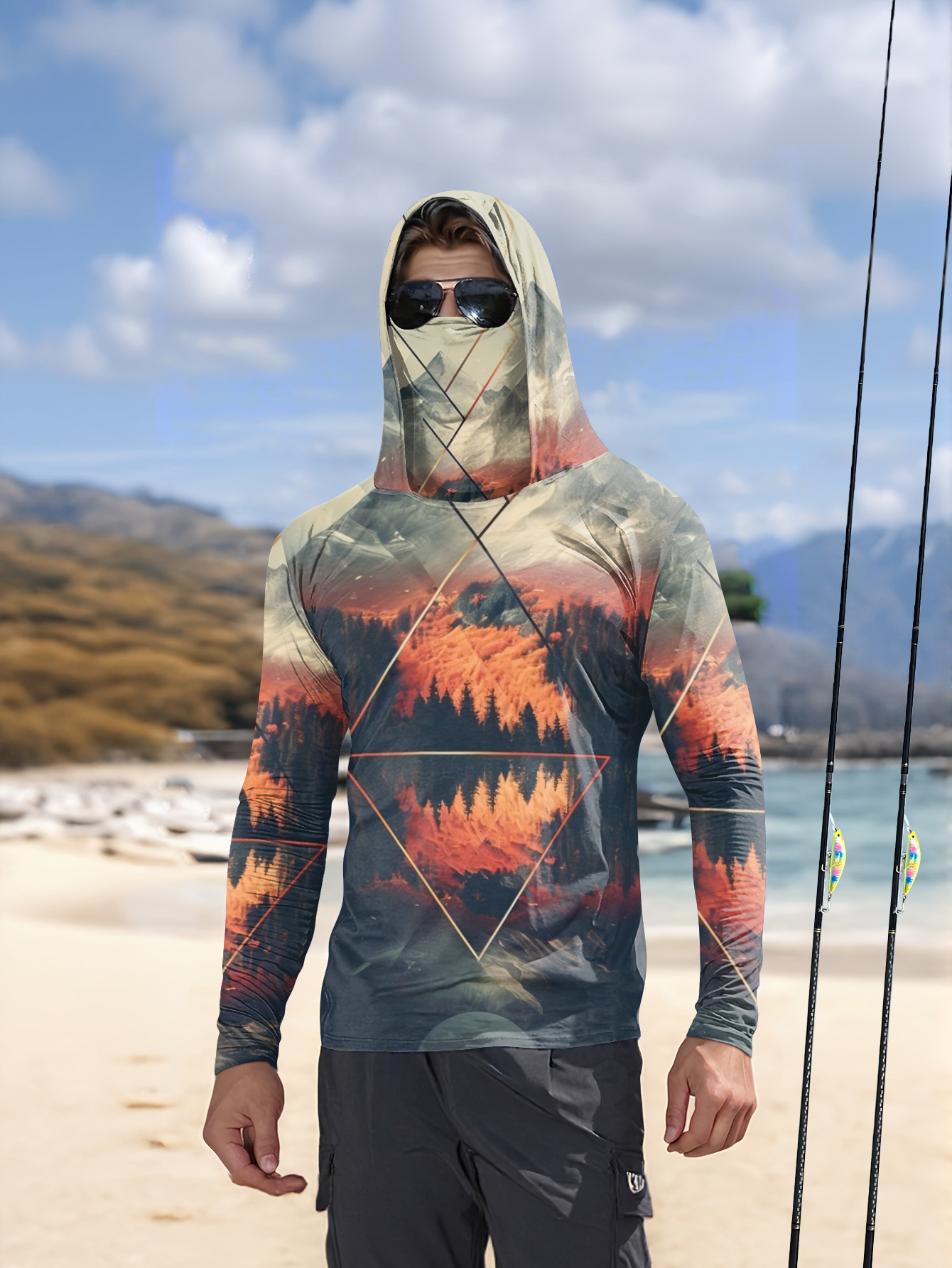 3D Printing Mask - Hoodie Pancing Pria untuk Aktivitas Luar