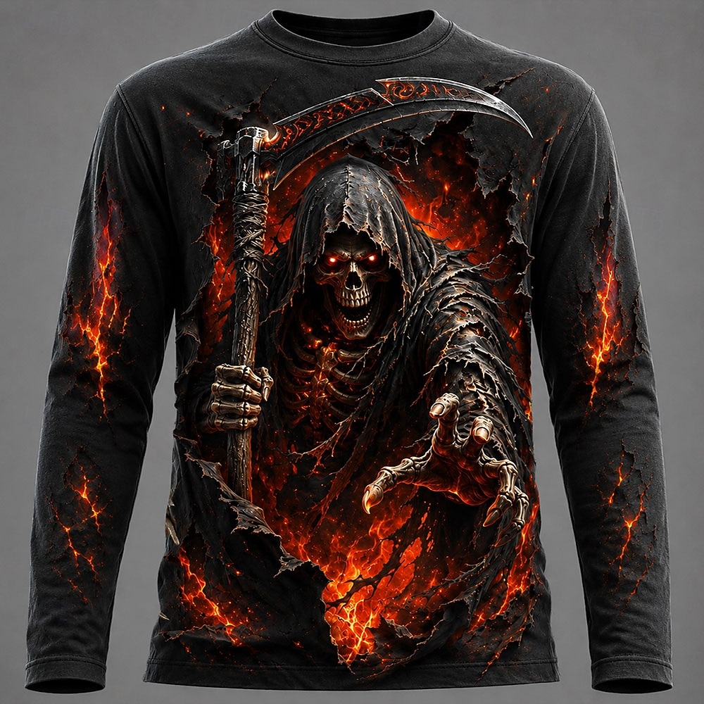 3D Printing Custom - Kaos Pria Halloween dengan Grafis 3D,