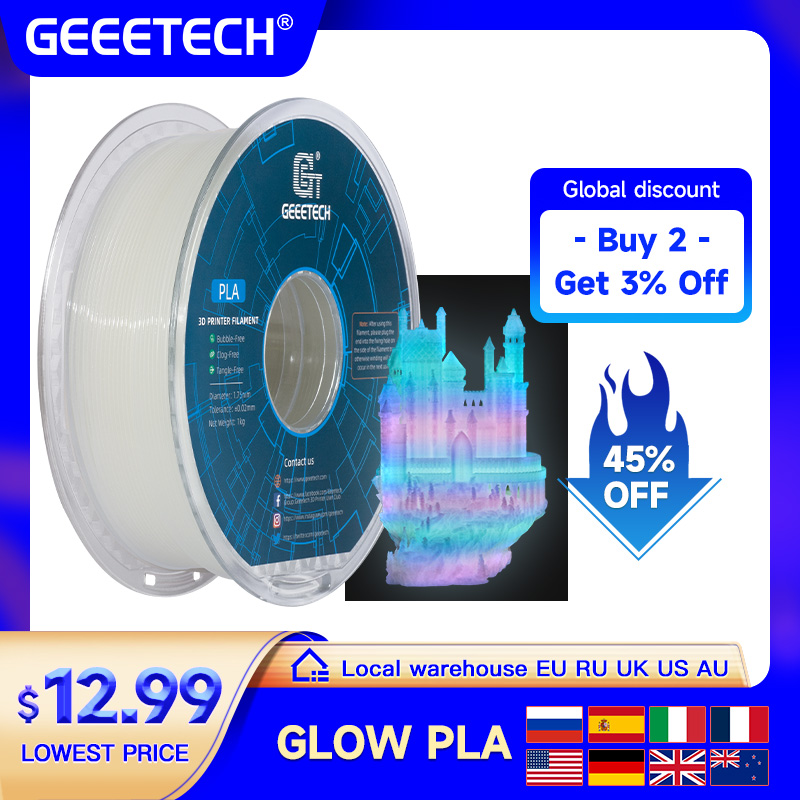 3D Printing Nylon - GEEETECH Glow PLA 1.75mm 1kg Menyala